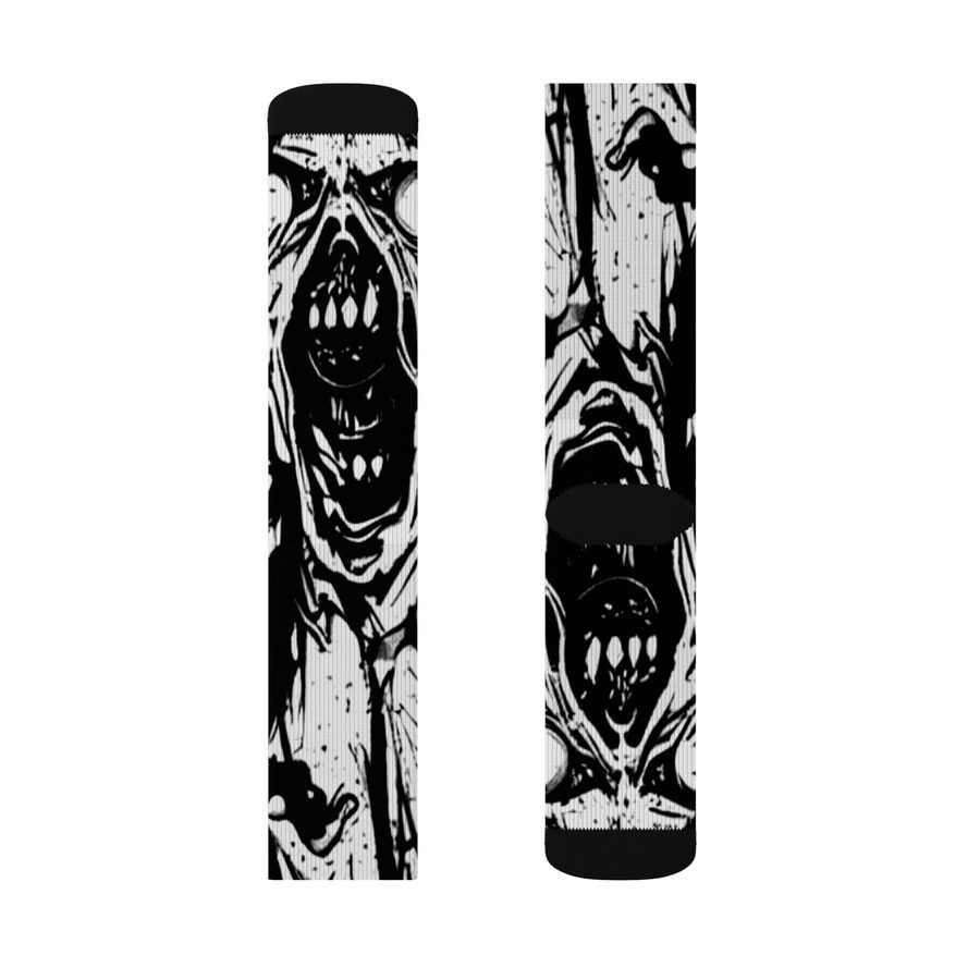 Zombie Scream Crew Socks, flat lay: pair, inner side