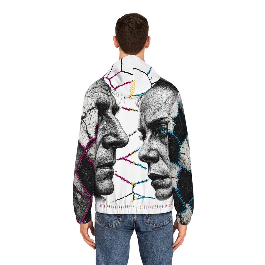 Frankenstein Zip Hoodie, worn back view showing the full back print