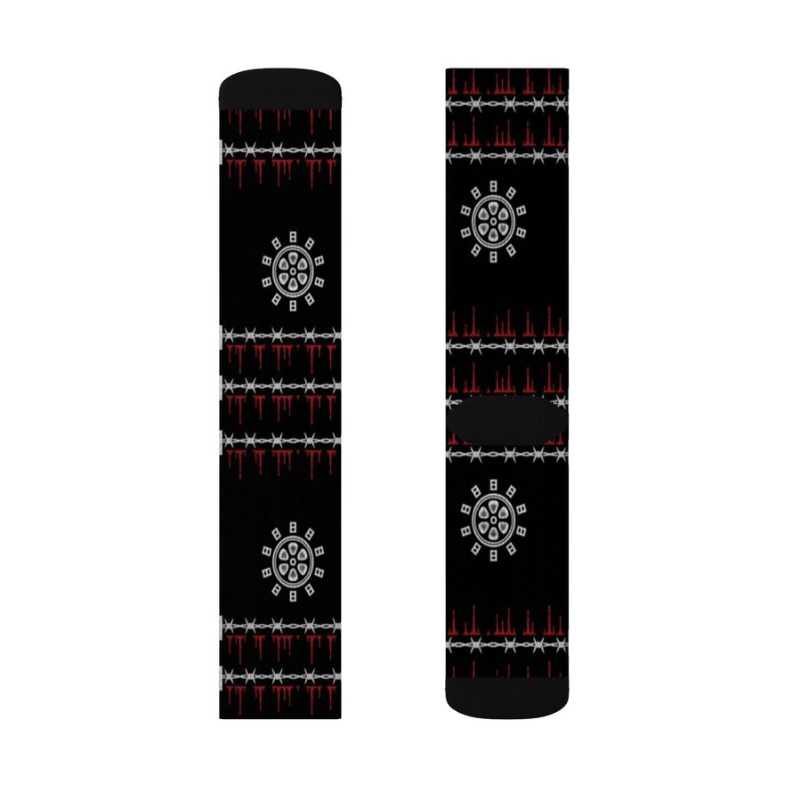Reel Crypt Crew Socks, flat lay: pair, inner side