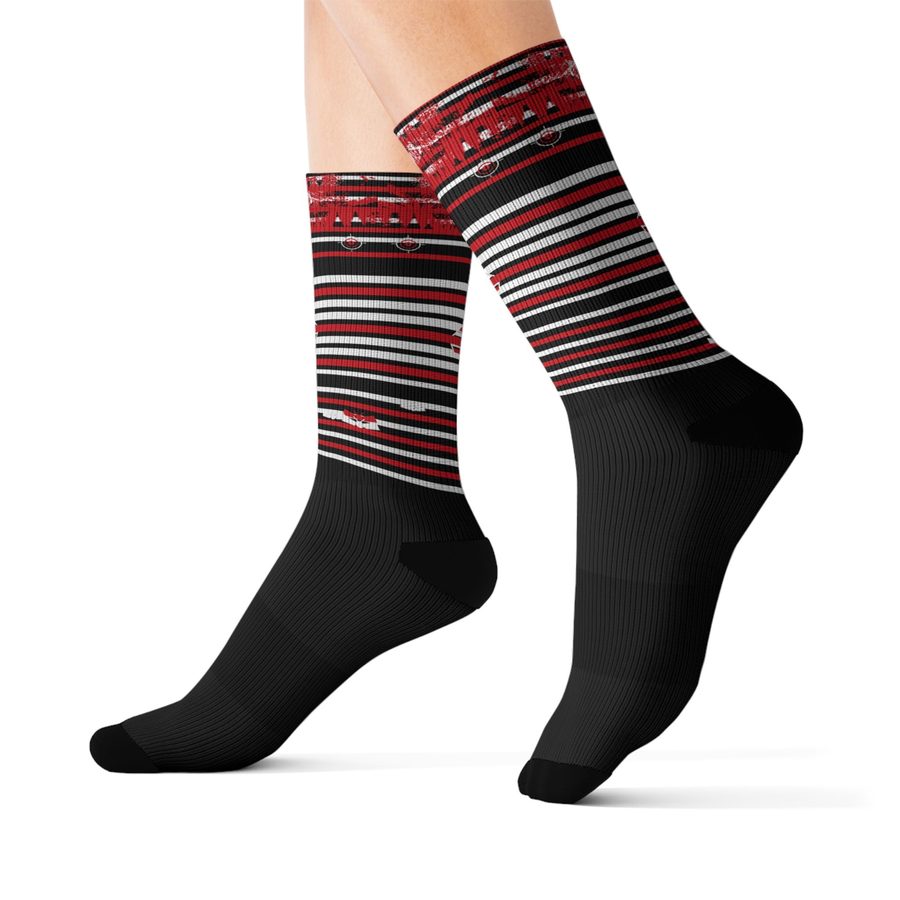 Static Moth Crew Socks, worn front angle
