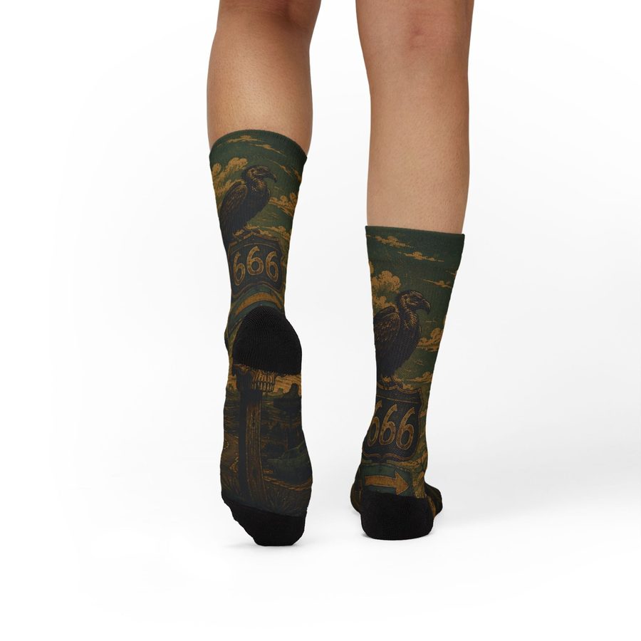 Route 666 Crew Socks, worn on a model, lifestyle view