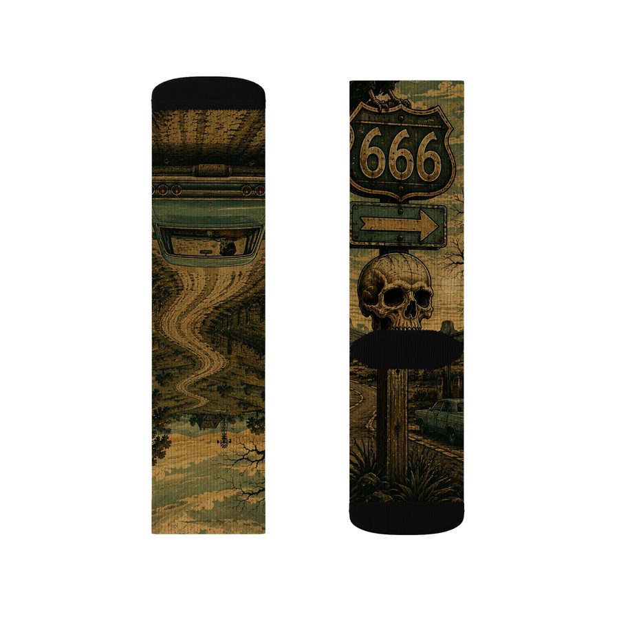 Route 666 Crew Socks, flat lay: pair, inner side