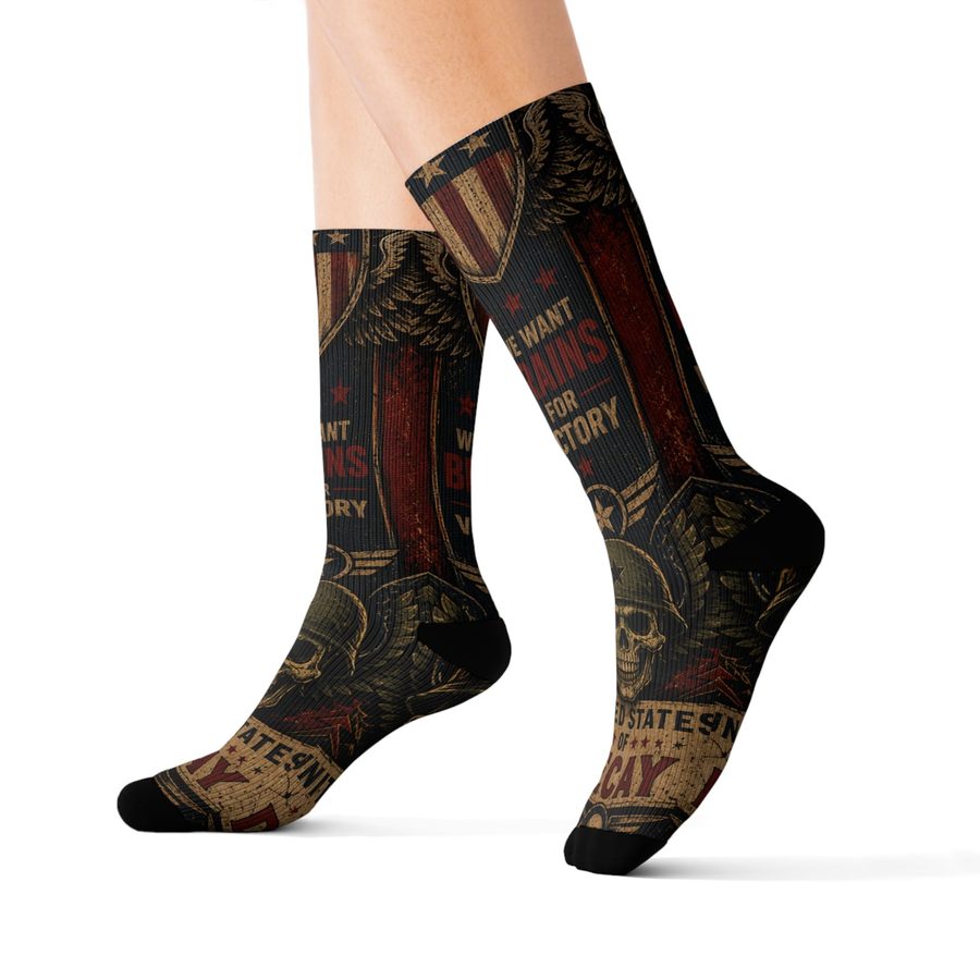 Zombie Uncle Sam Crew Socks, worn back angle